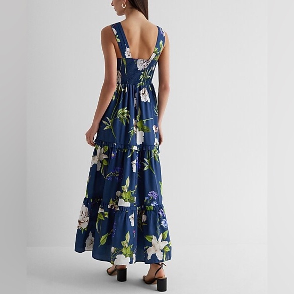 Express Floral Blue Maxi Dress Large - Picture 2 of 6